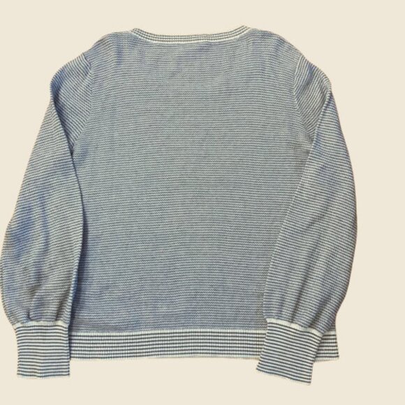Talbots LS Lightweight Sweater Pullover Blue and White Zigzags, Soft, sz XL - Picture 2 of 7